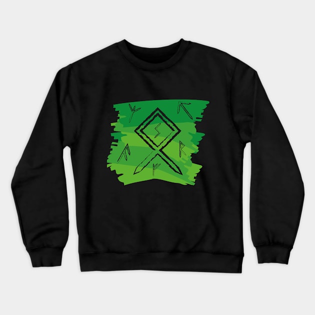 Celtic Green Paint Runes Norse Mythology Asatru Crewneck Sweatshirt by vikki182@hotmail.co.uk